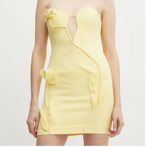 Bardot Eleni Flower Detail Mini Dress Yellow - Picture 2 of 4